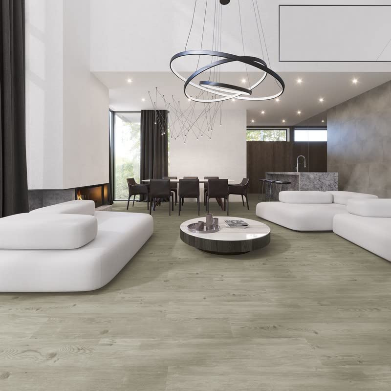 Miniatura 5 de Lucida Surfaces Azulejos de vinilo de lujo  Piso adhesivo para instalación de bricolaje  Tablón de muestra  GlueCore Pro  Gris cielo