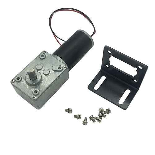 BRINGSMART Motor de engranaje helicoidal de 12 V 12 rpm CC con soporte 73.9 lbs.cm de alto par de torsión autobloqueante invertido Mini motor de