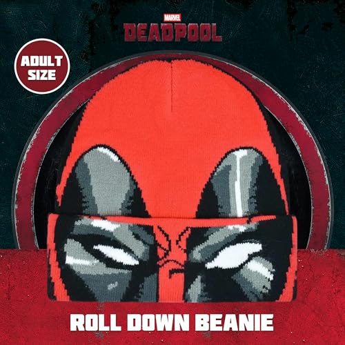 Image of Marvel Deadpool Beanie Hat, Winter Knit Cap with Cuff
