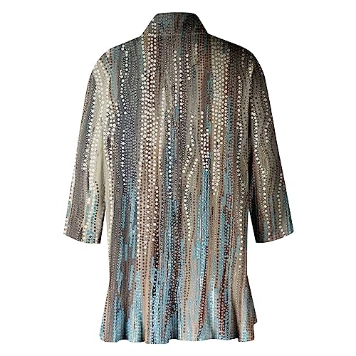 Cardigans for Women 2025 Retro Print Lightweight Cardigans Casual Duster Jackets 3/4 Sleeve Blouse Tops Coat2