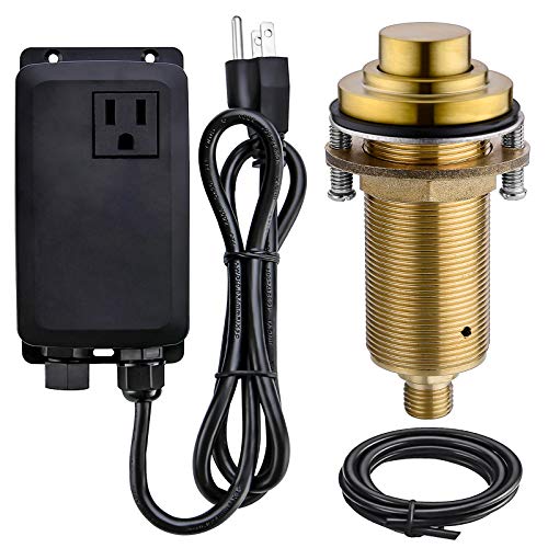 SINKINGDOM SinkTop Air Switch Kit with Brass Gold Long Button (Full Brass) for Garbage Disposal