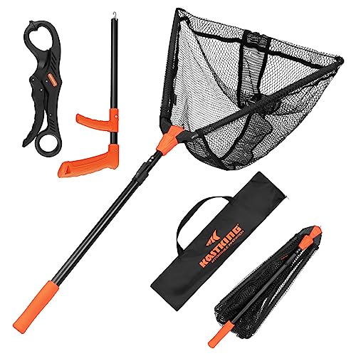 KastKing Pontus Fishing Net, Foldable & Lightweight Landing Net with Built in Length Scale, Strength Aluminum Handle, Fishing Gear and Gift for Men