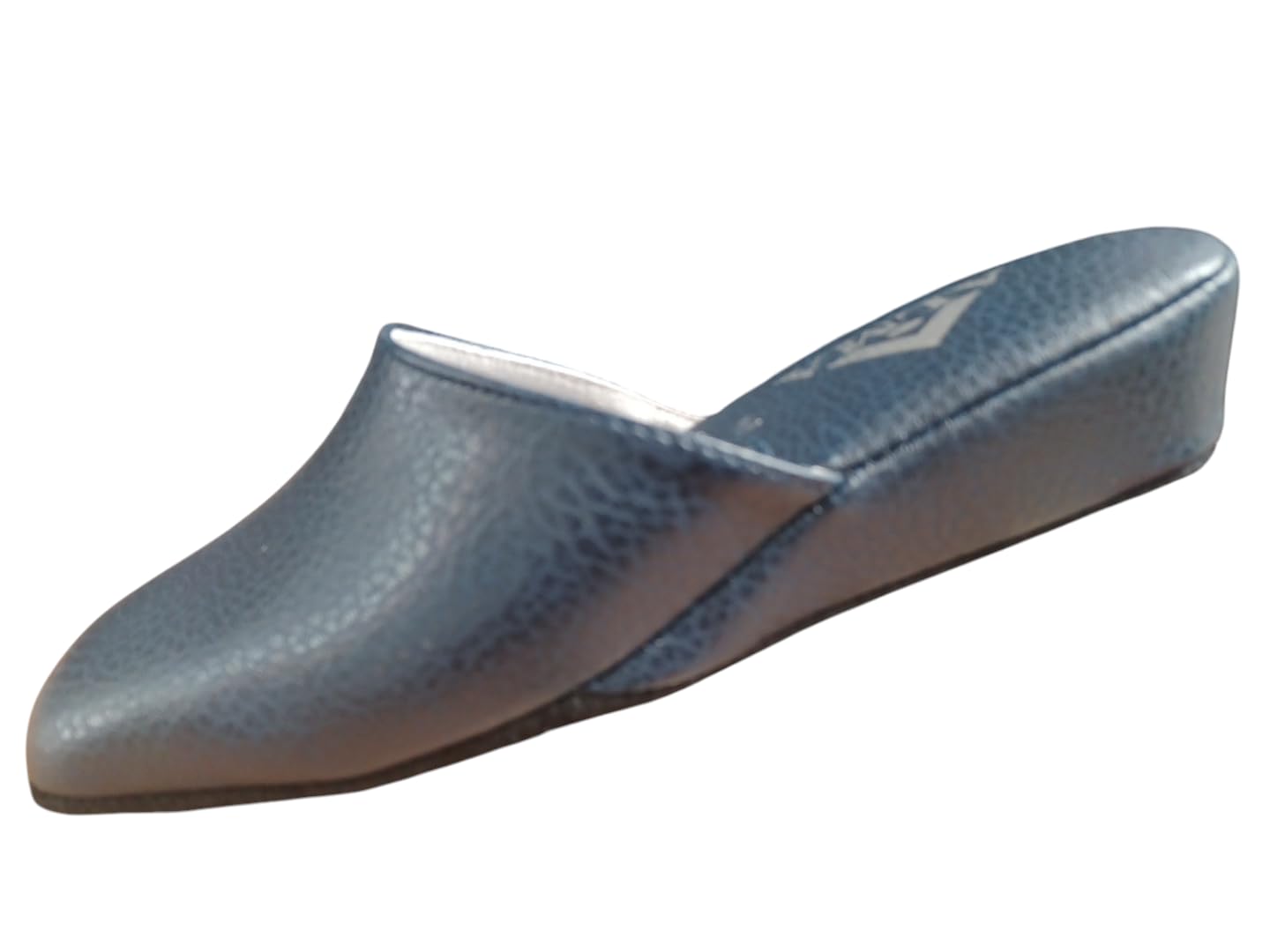Generico Ciabatte pantofole da donna classiche in vera pelle Alma Made in Italy suola in pelle scamosciata tacco a zeppa 3cm
