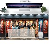 PORNHUX Mauspad XXL Groß mit Restaurant im japanischen Stil Motiv Tischunterlage Large Size Spezielle Oberfläche Schreibtischunterlage Verbessert Präzision und Geschwindigkeit 600x300x3mm