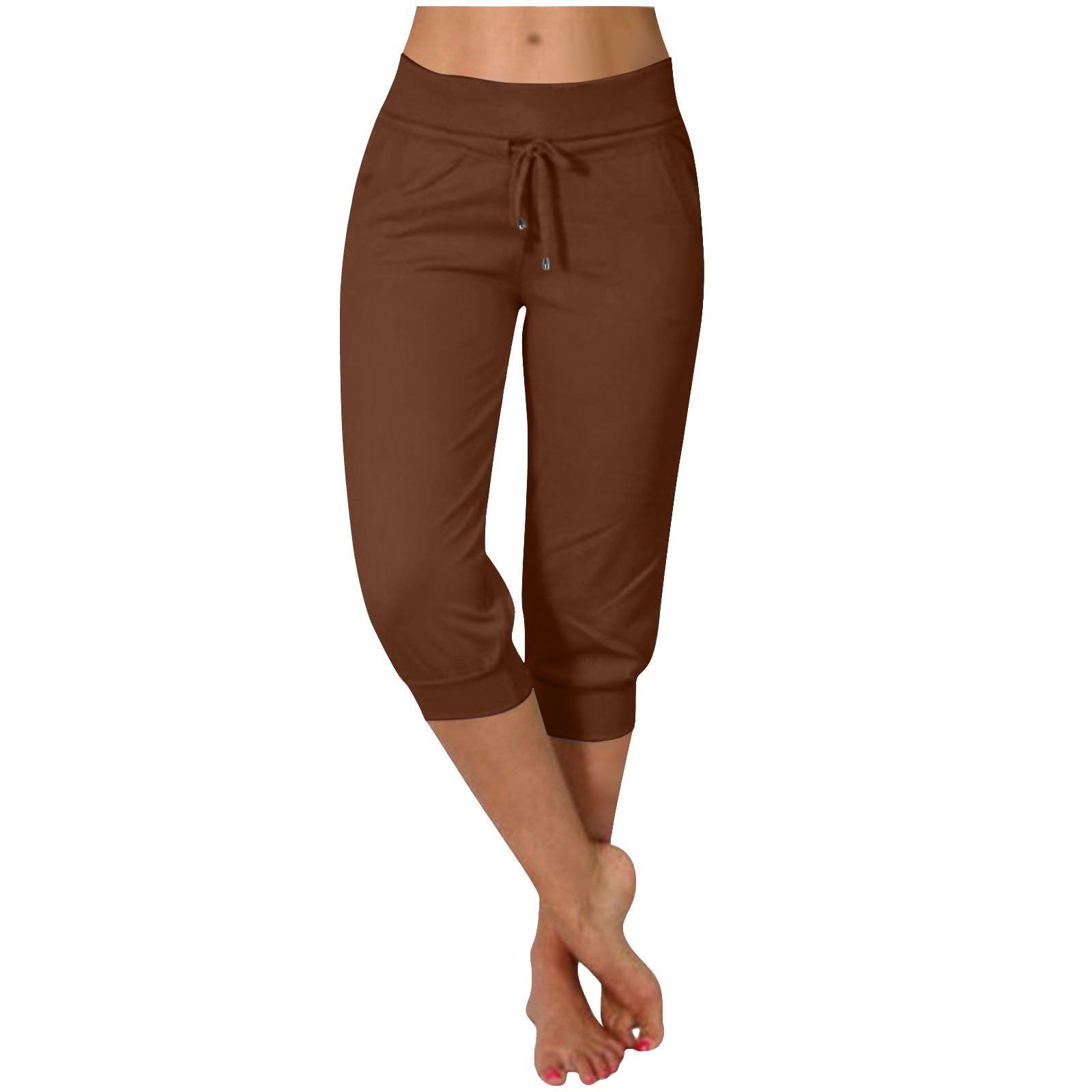 TANGNADE Capri Pants for Women Lightweight Capris Sweatpants Summer Casual Athletic Cropped Joggers with Pockets Gym Clothes — view 9