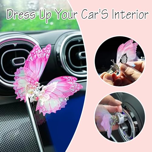 Image of 4Pcs Tulle Butterfly Car Vent Clips, Vibrant Dancing Wing Dashboard Ornaments, Moving Butterfly Car Decor, Universal Car Accessories Interior for Women (Lively Colors)