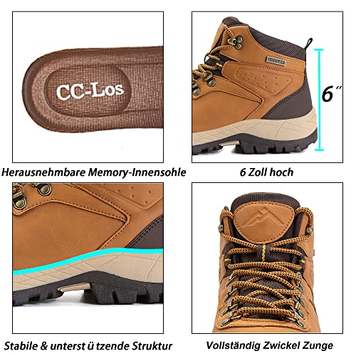 Image of CC-Los Women's Waterproof Hiking Boots - Lightweight Slip Resistant Outdoor Trekking Ankle-High