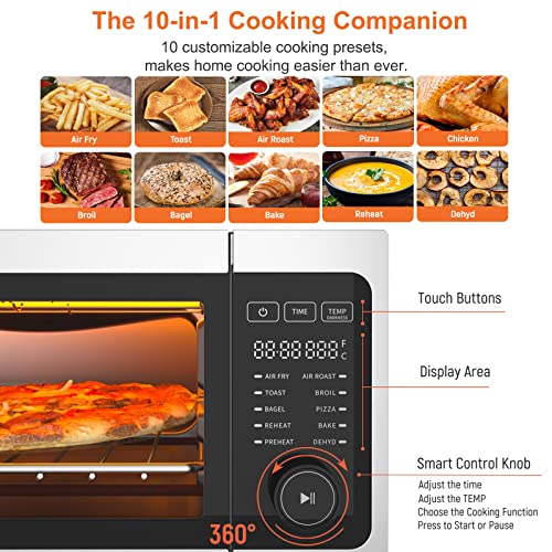 Toaster-Oven-Air-Fryer-Combo-Fabuletta-10-in-1-Countertop-Convection-Oven-1800W-Flip-Up-Away-Capability-for-Storage-Space-Oil-Less-Toaster-Oven-Fit-12-Pizza-9-Slices-Toast-White