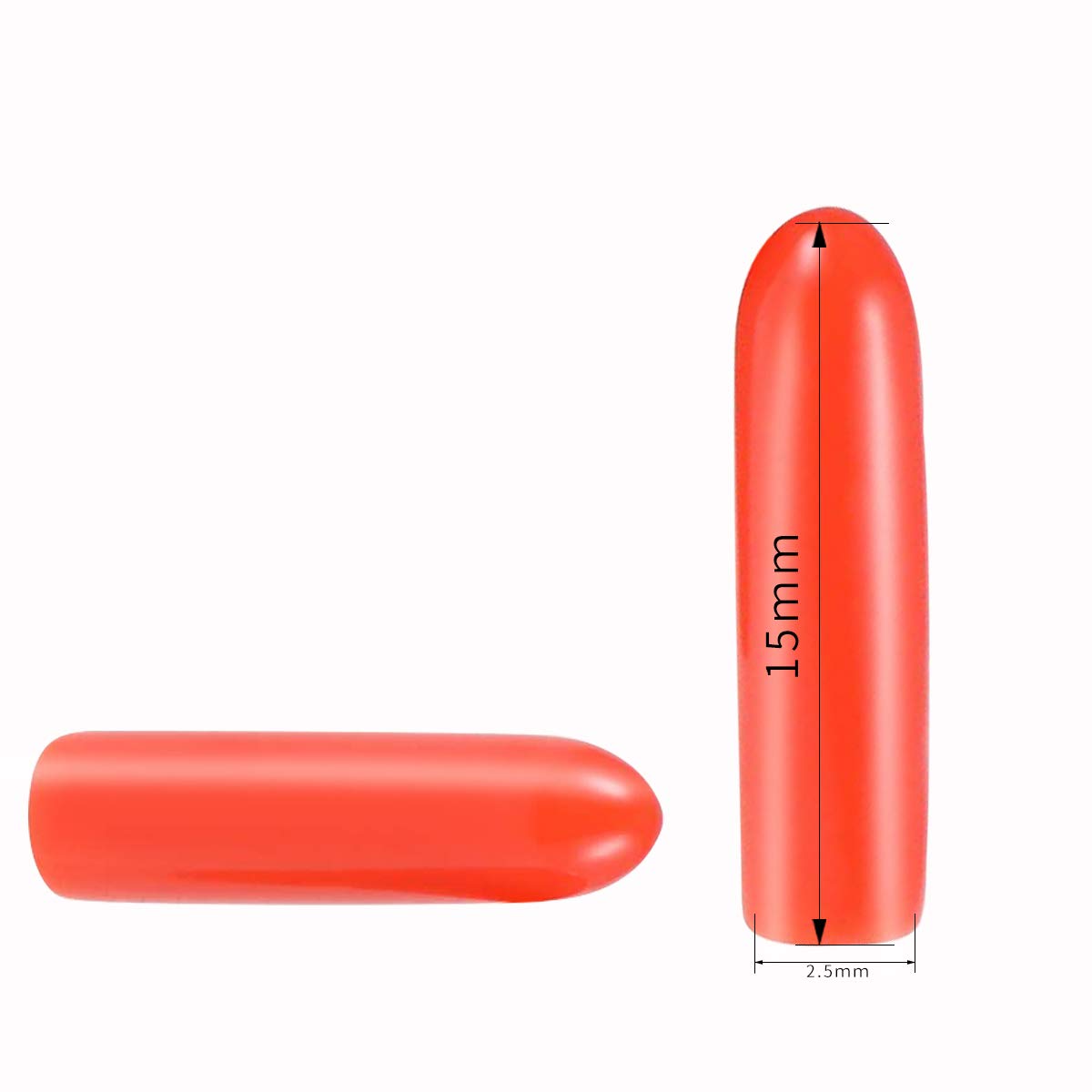 Screw Thread Protectors, Inner Dia 2mm Red PVC Rubber Round Tube Bolt Cap Plastic End Cap Cover Thread Protectors Red, 100 Pcs - Image 2