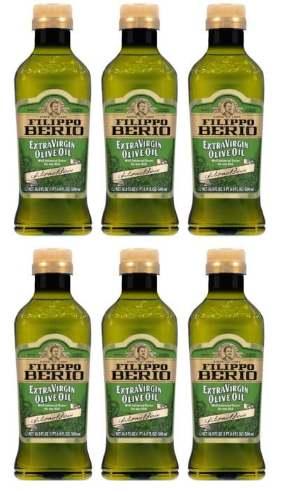 Filippo Berio Extra Virgin Olive Oil, 16.9 Ounce rPET Bottle (Pack of 6)