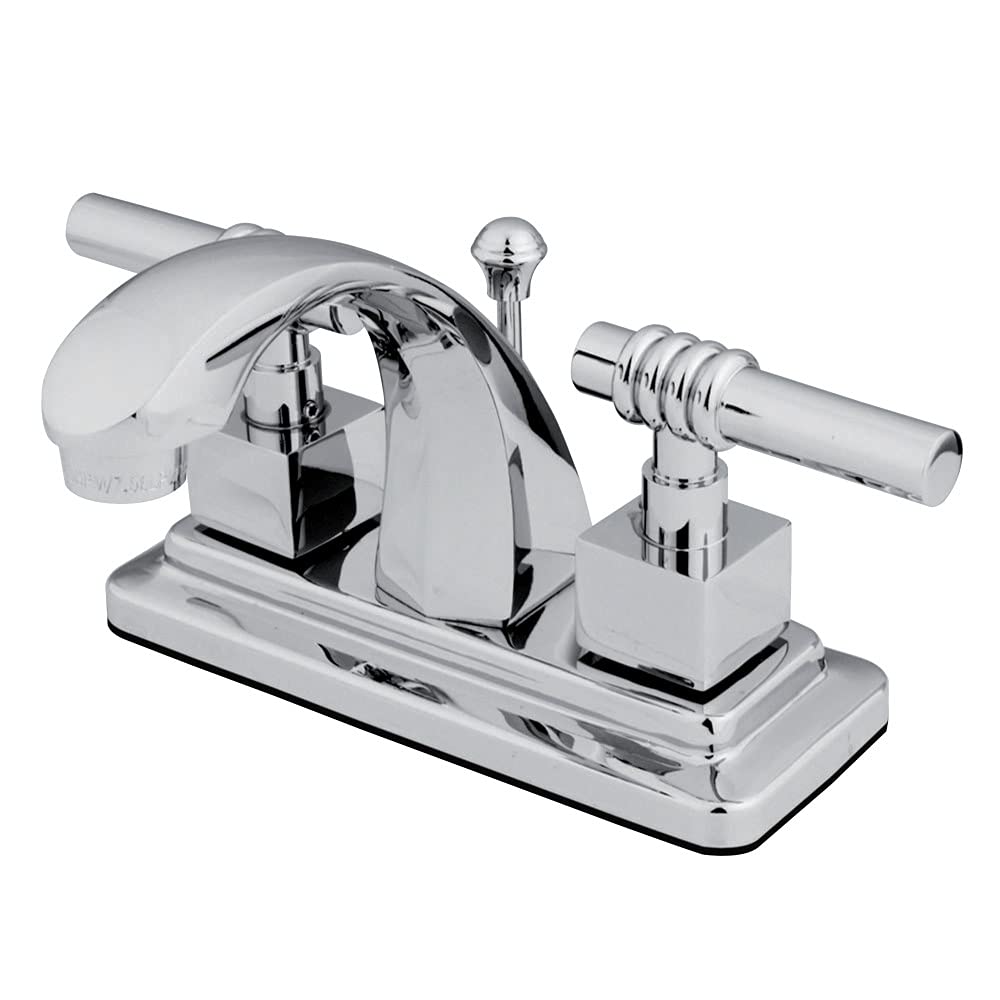 Maneje Kingston Brass KS4641QL Two 4 pulg. Para lavamanos con lat-n pop-up