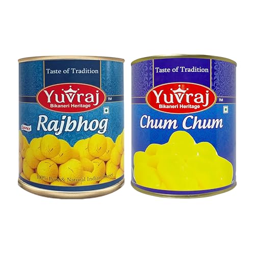 Image of YUVRAJ Cham Cham & Rajbhog kesar (saffron) Sweets combo pack (1 KG x 2)