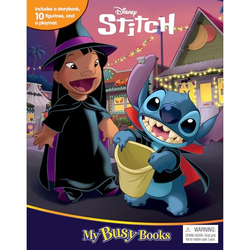 Disney Stitch Halloween My Busy Books - Storybook, 10 Figurines, Playmat