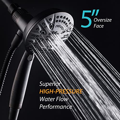 AquaDance New Magnetic Guidance Docking System - High-Pressure 8-setting Handheld Shower Head with Giant 5 inch Face, Magnetic Bracket, Extra-long 72 inch Stainless Steel Hose/ORB Finish - Thumbnail 5