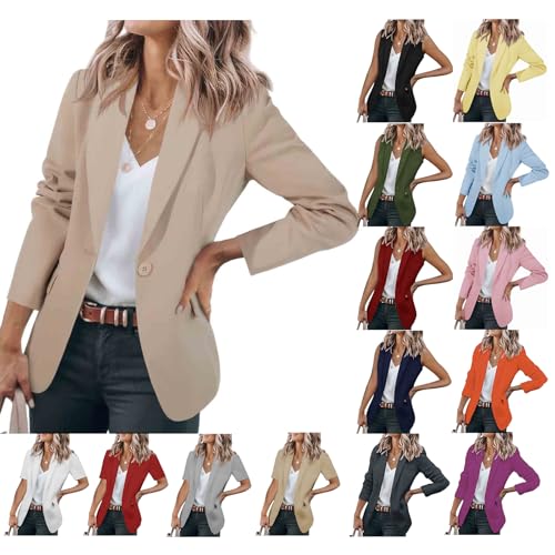 Womens Casual Blazers One Button Open Front Blazers Lightweight Notched Collar Suits Work Office Dressy Jackets4
