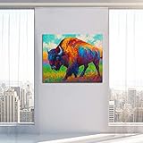 [Wunderschöne Dekoration] Definieren Sie Ihren Wohnstil jetzt mit diesem einzigartigen und eleganten Kunstwerk. Bison auf dem Rasen, erhellen Sie absolut Ihr Zimmer.