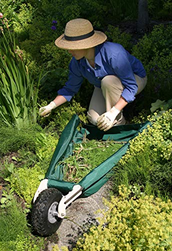 Allsop Home and Garden WheelEasy LE, Folding Yard Cart/Ground Load Wheelbarrow, Lightweight with 150 lbs Capacity, Ultra-Thick Vinyl-Coated Nylon, Large 10