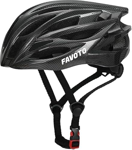 Favoto 自転車 ヘルメット 27個の通気孔 EPS PCシェル素材 軽量240g ノブ あごストラップ付き サイズ 58?61cm 調整可能 サイクルヘルメット 通気性 クリーニング便利 マウンテンバイク ヘルメット 安全保護 大人 学生 男女兼用