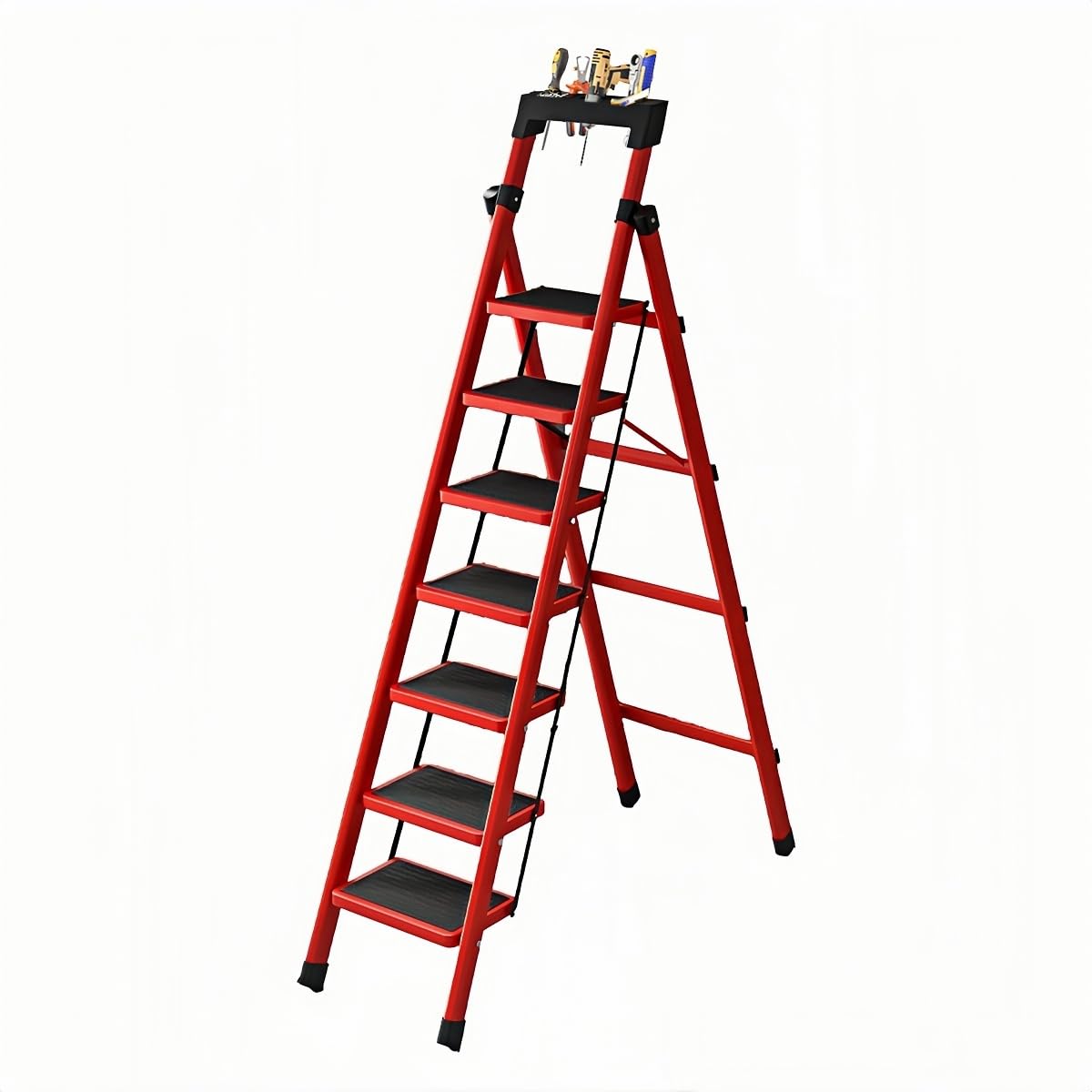 Amazon.co.jp: Sacalority 脚立 7段 折りたたみ 工具置き場付き 踏み台