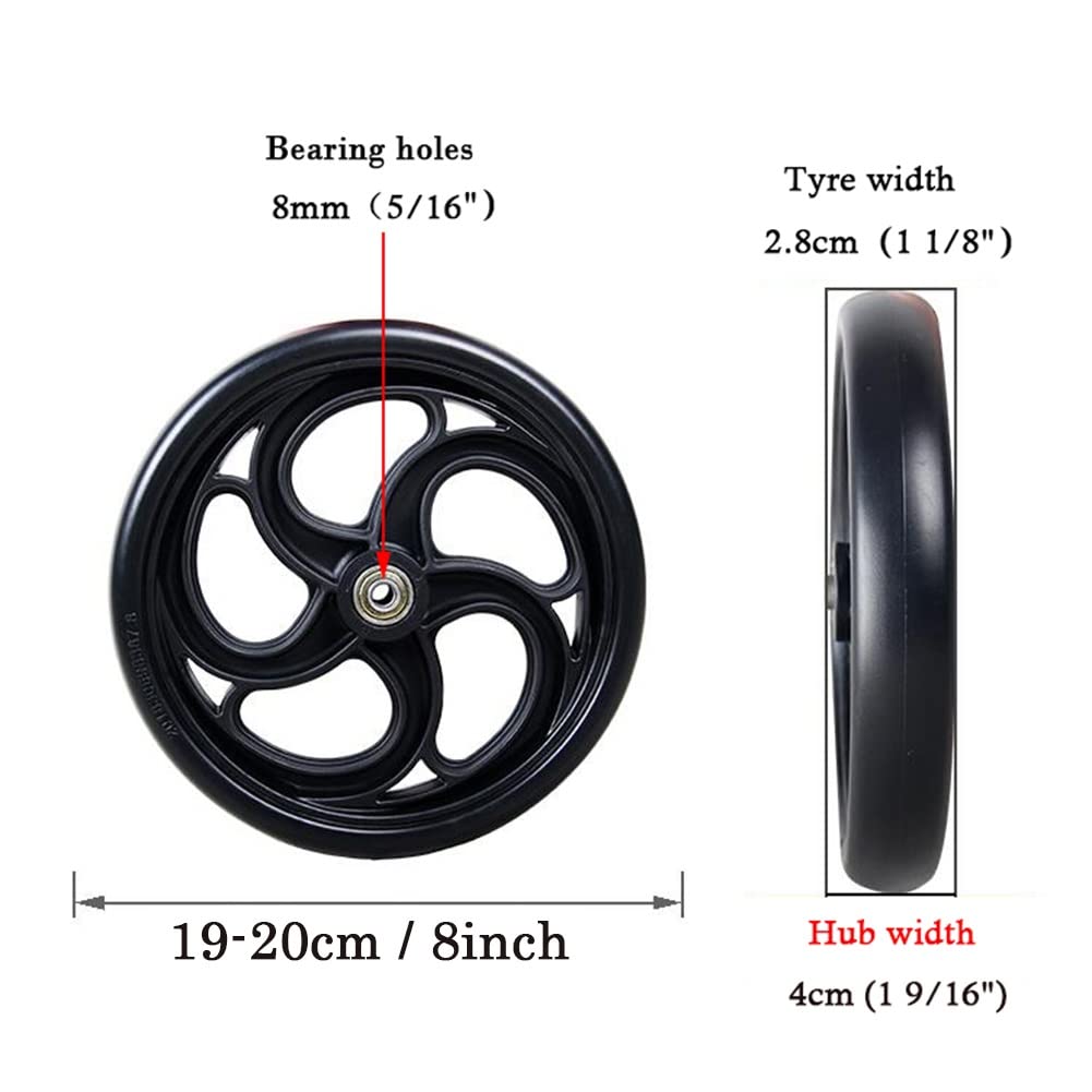 LekLai Rueda de Repuesto para Silla de Ruedas, Ruedas Delanteras para Silla de Ruedas de 5, 6 Y 8 Pulgadas, Ruedas de Repuesto Manuales para Silla de Ruedas, Ruedas Universales Sólidas, 1 Par/Black/