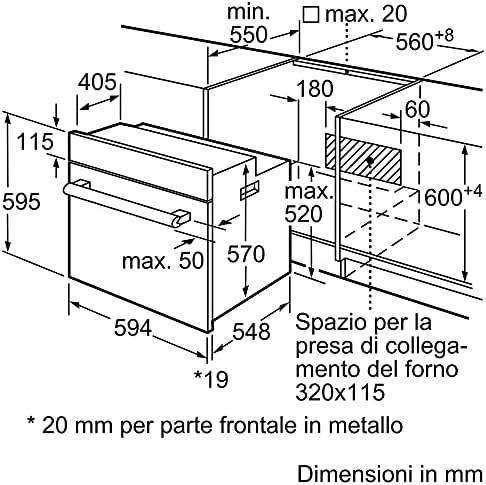 Bosch Elettrodomestici HBF011BA0 Serie 2, Forno da incasso, 60 x 60 cm,  nero Classe A : Amazon.it: Grandi elettrodomestici