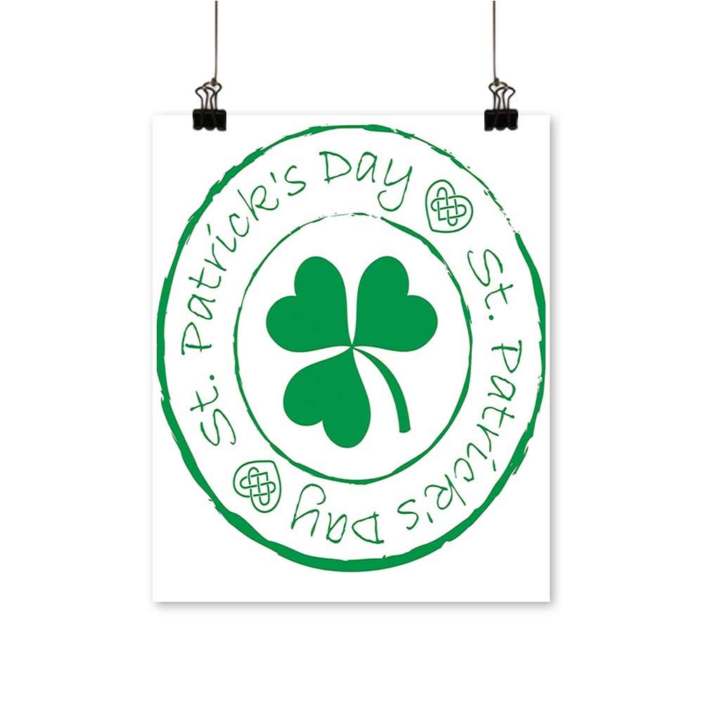Artwork for Living Room Decorations Stamp Like Greetings y March Lucky Shamrock Print White and Green on Canvas Wall Art for Home,24" W x 40" L/1pc(Frameless)