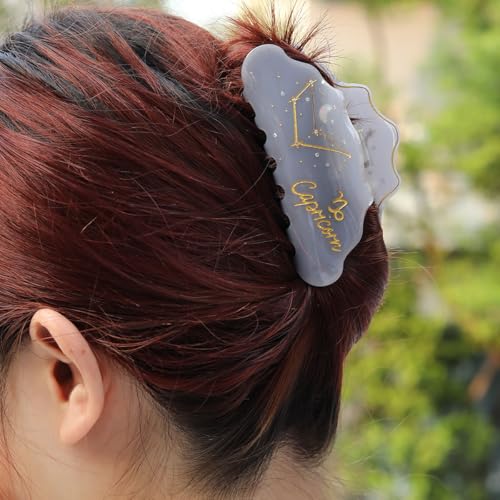 Capricornus Acetate Hair Claw, Marble Pattern Personalized Acetate Hair Clip for Women Gift 1 Piece