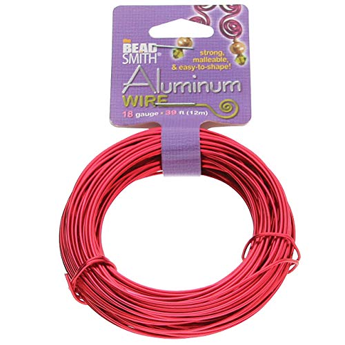 The Beadsmith 18-Gauge Anodized Petite Cut Aluminum Wire for Jewelry Making, 39 Feet / 13 Yard Spool (Red Color)