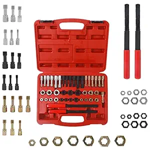 RALBIL 42-Piece Thread Chaser Set - UNC/UNF/Metric Thread Restorer Tool with SAE 2PCS Thread Files, 21PCS Dies and 19PCS Taps.