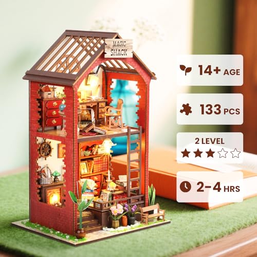 Lycidae Book Nook Kit für Erwachsene DIY Miniature House mit Licht – Ansicht 3