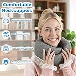Travel Neck Pillow for Airplane, Adults Memory Foam Neck Pillow, Ergonomic 360° Neck Support for Airplane Car Travel Home Office Sleep, Packable Compact Portable Turtle Pillows（Grey） - Image 2