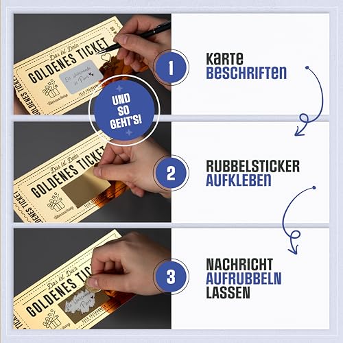 Gutschein zum selber ausfüllen mit Rubbelaufkleber - Rubbelkarte zum beschriften - Geschenke für Frauen, Geschenk für Freundin, Geburtstagskarte, Kinogutschein, Geburtstagsgeschenk, Reisegutschein