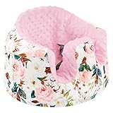 DILIMI Minky Seat Cover Compatible with Bumbo Seat, Removable Ultra Soft Comfortable Warm Seat Slipcover for Baby Girl and Boy, Pink Flower