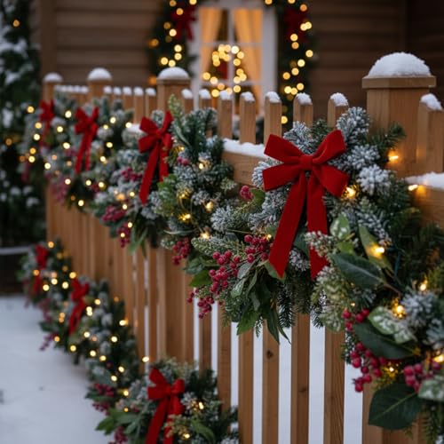 Soulchen 12 Pcs 20 Inches Christmas Garland Ties with Large Velvet Bows Reusable Holiday Wreath Twist Tie Bows for Banister Christmas Tree Indoor Outdoor Party Decorations(Wine Red) by Soulchen - Image 4