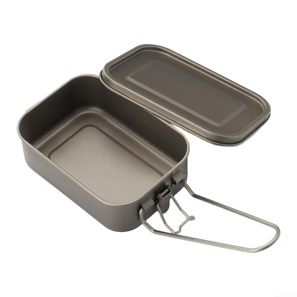 Leichte 700 ml Titan-Lunchbox für Reisen, Camping, Picknick, Outdoor-Aktivitäten, auslaufsichere Dichtung, faltbarer Griff, Titan-Konstruktion