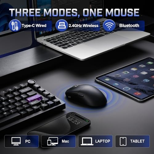 Image of YUNZII M1 Wireless Gaming Mouse, Tri-Mode 2.4G /BT /Wired Gaming Mouse, PAW3311 Sensor 10000 DPI Rechargeable Wireless Mouse with 5 Programmable Buttons, Customizable via Software for Win & Mac (Black)
