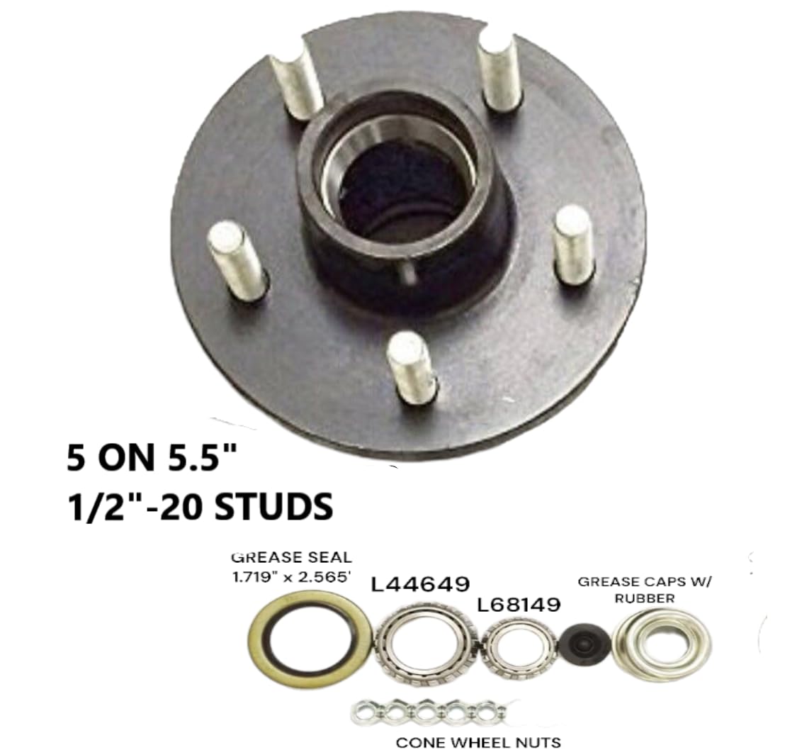 AJANTA INDUSTRIAL 5 Lug Trailer Idler Hub Kit 5 on 5.5 for 3500 lbs Axle 5x5.5