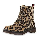  SCARPE VITA Damen Stiefeletten Worker Boots Leicht Gefütterte Outdoor Schuhe 174244 Leopard Prints 36