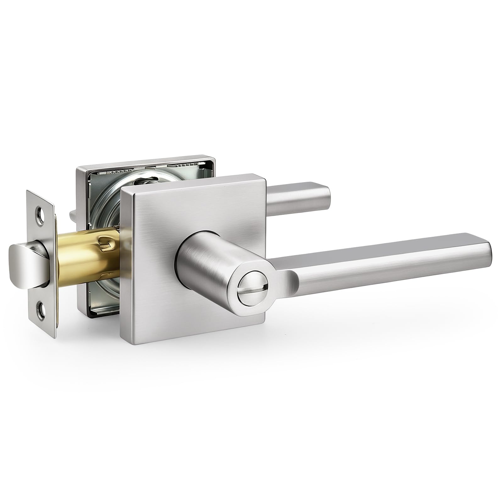 Probrico Door Handle with Lock - Brushed Nickel -1