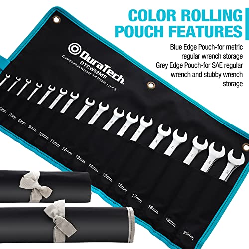 DURATECH 52-Piece Combination Wrench Set, 32 PCS Combo & 20 PCS Stubby, SAE & Metric, CR-V Steel, with Rolling Pouch - Thumbnail 4