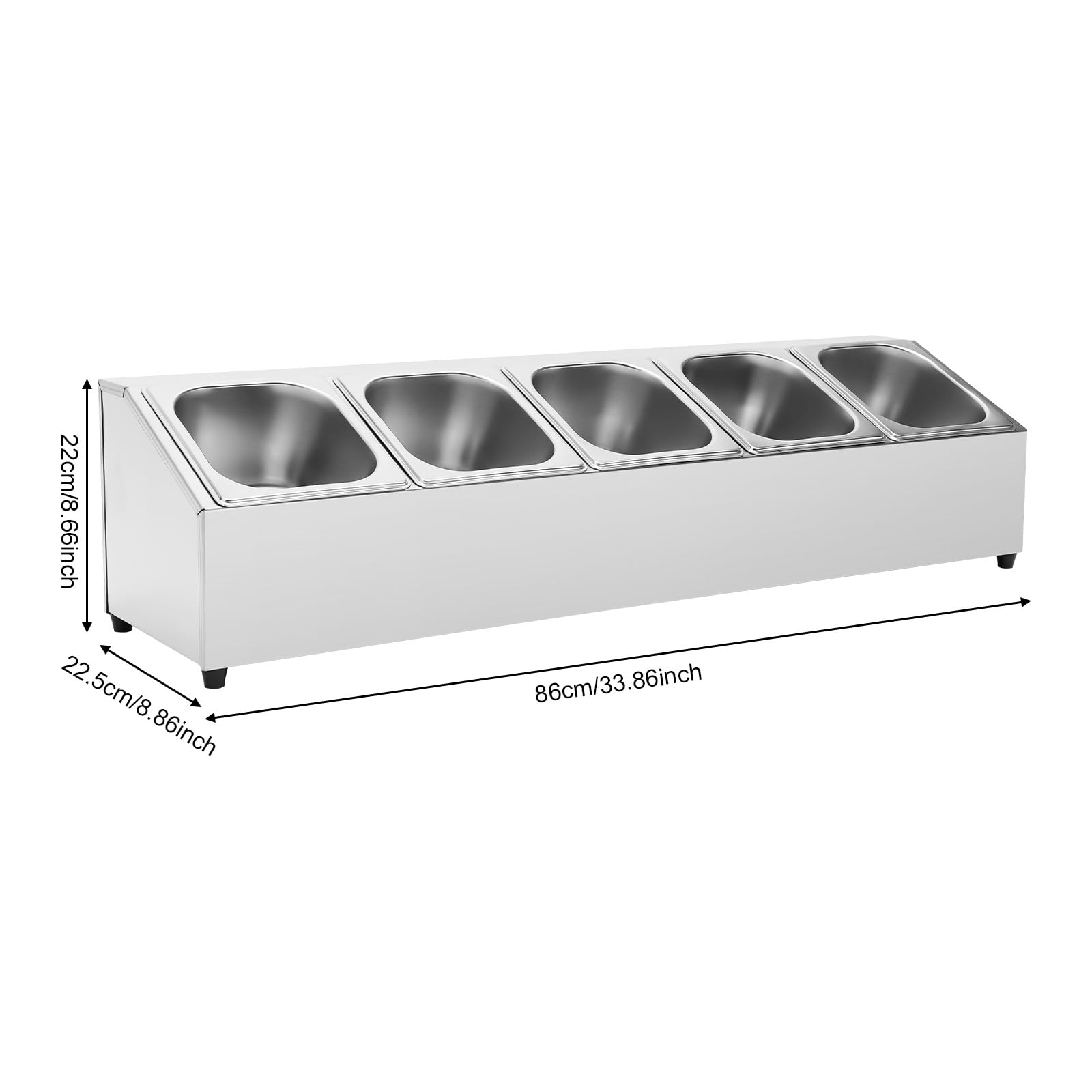 GN-Aufsatzbord Gastronorm - Recipiente de acero inoxidable para pizza con 5 GN y 5 tapas para restaurantes