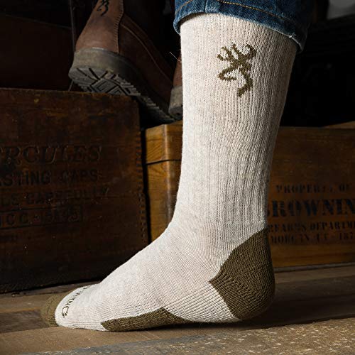 Browning Men's Socks, Heather Oatmeal Loden Green Beech, One Size US2