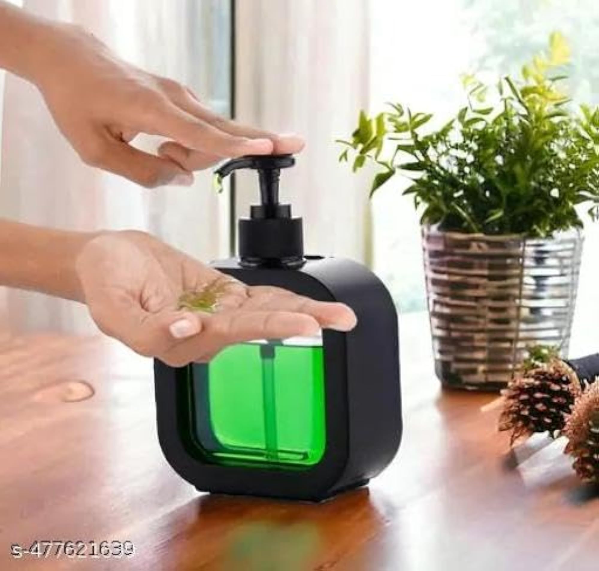 Black Plastic Refillable Liquid Dispenser for Kitchen & Bathroom