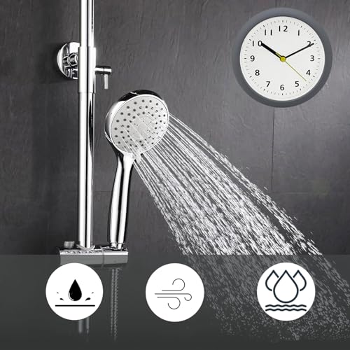 Reloj de baño silencioso con ventosa e impermeable para ducha y cocina 5