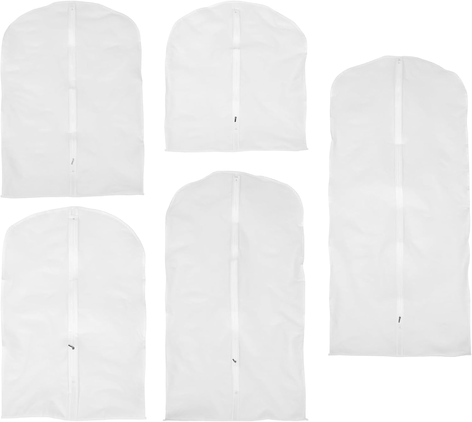 5pcs Thickened Translucent Garment Covers for Overcoat and Suit, Dustproof Clothing Storage Bags with Zipper, Clothes Protector for Home Wardrobe Organization