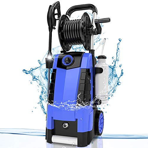 TEANDE Electric Pressure Washer Electric Power Washer High Pressure Washer with Hose Reels 5 Nozzles Detergent Tank