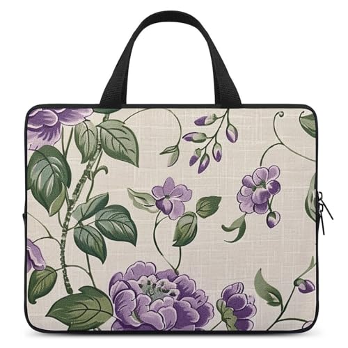 Bolso de hombro para laptop 10 pulgadas crema floral miniatura 1
