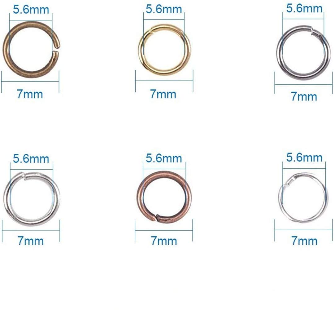 1300 Pcs Jump Rings 7mm Diameter Iron Plated DIY Jewelry Making for Earring Bracelet Necklace