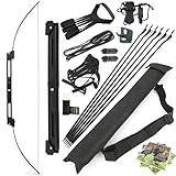 wolfman Archery 58' Folding Bow Survival Bow and Arrow Set Longbow Takedown Recurve Bow 35lbs RH/LH for Archery Bow Hunting Targeting Shooting (Black)