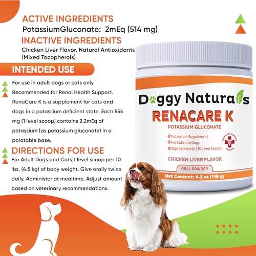 RenaCare K is for Renal K (Potassium Gluconate) Potassium Supplement for Dogs and Cats (Powder, 4.2 oz) RenaCare K is for Renal K (Potassium Gluconate) Potassium Supplement for Dogs and Cats (Powder, 4.2 oz)
